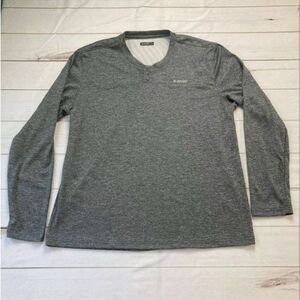 Hi-Tec Mens Gray Long Sleeve Heathered Henley Pullover Shirt Size XL